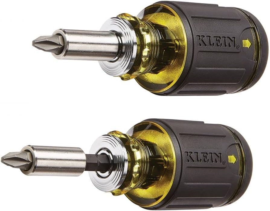 Klein Tools 32308 Multi-bit Stubby Screwdriver, Impact Rated 8-in-1 Adjustable Magnetic Tool with Phillips, Slotted, Square and Nut Driver Klein Tools 32308 Multi-bit Stubby Screwdriver, Impact Rated 8-in-1 Adjustable Magnetic Tool with Phillips, Slotted, Square and Nut Driver
