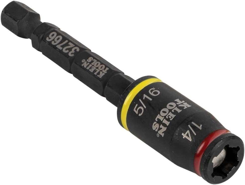 Klein Tools 32766 Impact Driver, 3-in-1 Impact Flip Socket and Bit Holder, 1 /4-Inch and 5/16-Inch Hex Drivers, 3-Inch Length
