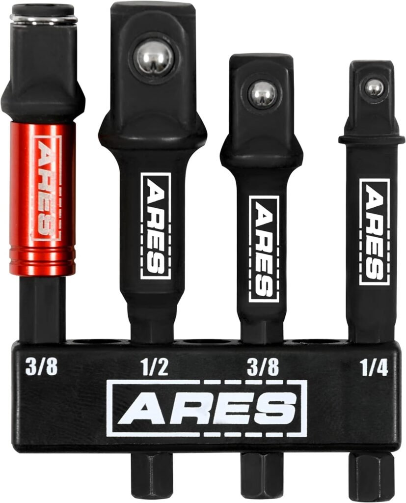 ARES 70000-3-Inch Impact Grade Socket Adapter Set - Turns Impact Drill Driver into High Speed Socket Driver - 1/4-Inch, 3/8-Inch, and 1/2-Inch Drive