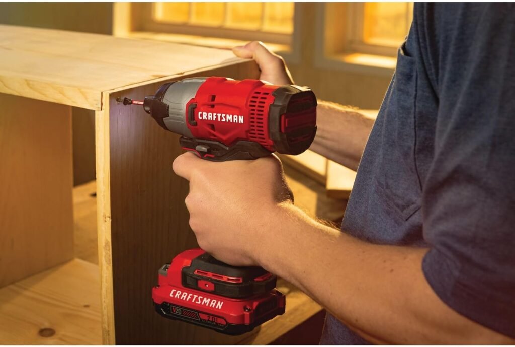 CRAFTSMAN V20 Cordless Impact Driver Kit, 1/4 inch, 2 Batteries and Charger Included (CMCF800C2)