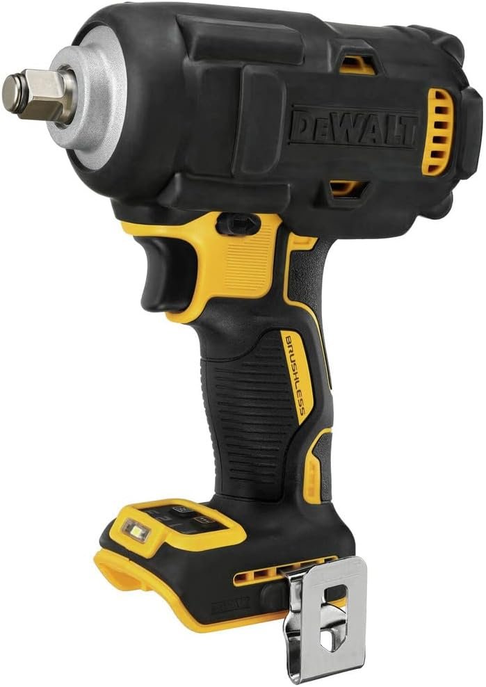 DEWALT 20V MAX Cordless Impact Wrench, 1/2 Hog Ring, Includes LED Work Light and Belt Clip, Bare Tool Only (DCF891B)