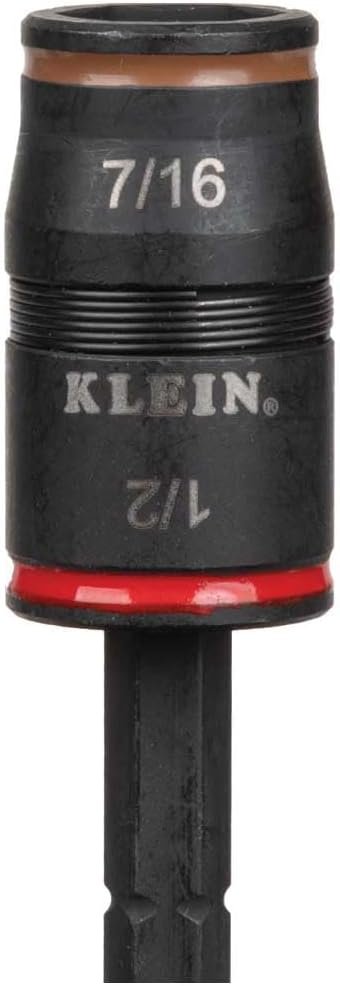 Klein Tools 32907 Impact Driver, 7-in-1 Impact Flip Socket Set with 1/2, 7/16, 3/8, 11/32, 5/16, 1/4 Nut Driver Sizes and 1/4-Inch Bit Holder